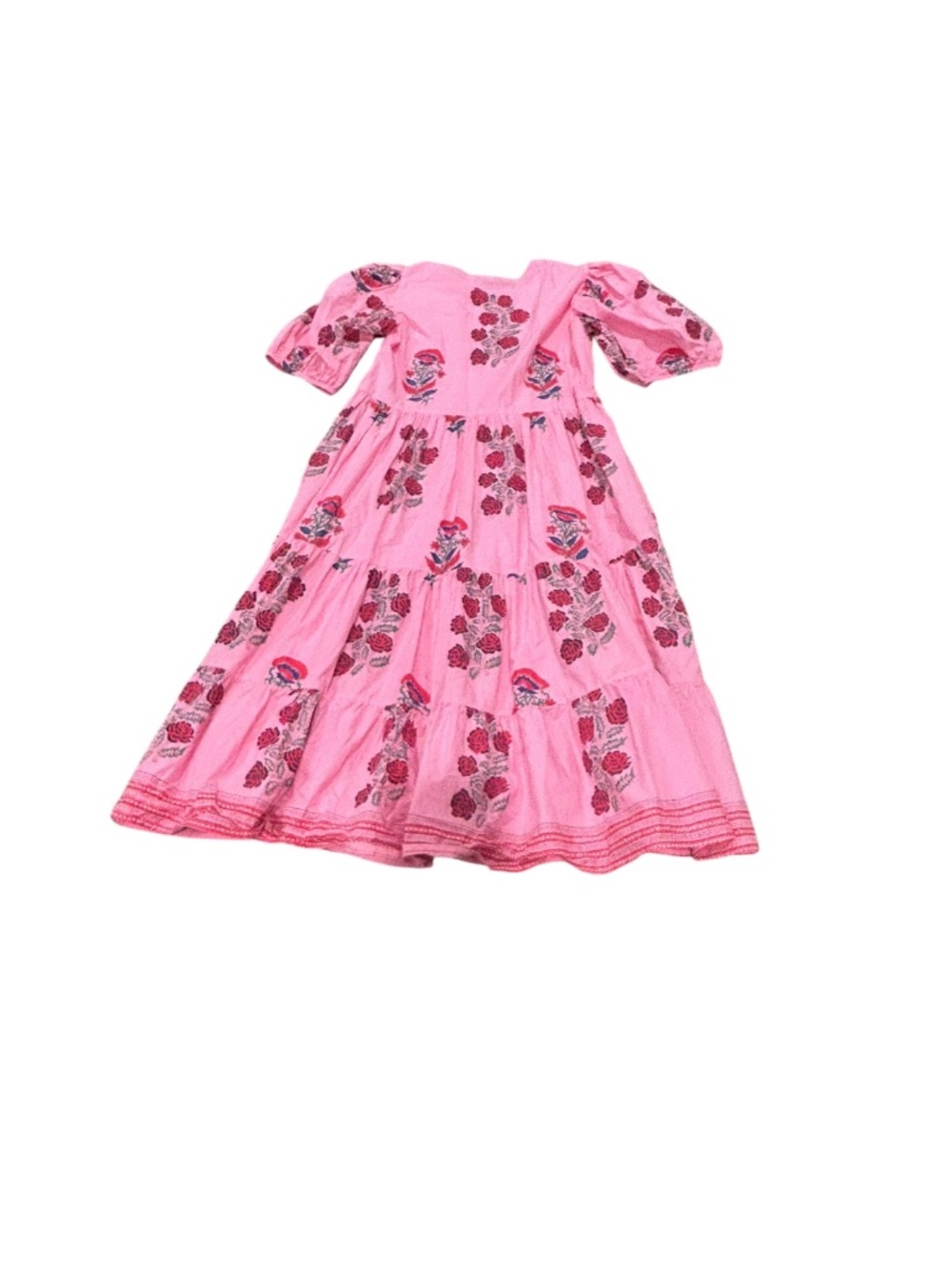 OLIPHANT Boca Pink Puff Sleeve Maxi Dress Women's Size XL Rose Floral Print - Picture 5 of 8